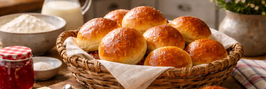 süßes Brötchen mit Sauerrahm