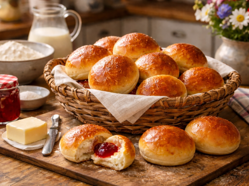 süßes Brötchen mit Sauerrahm