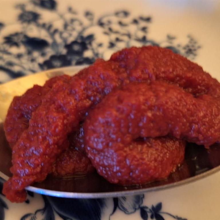 Tomatenmark auf einem Löffel