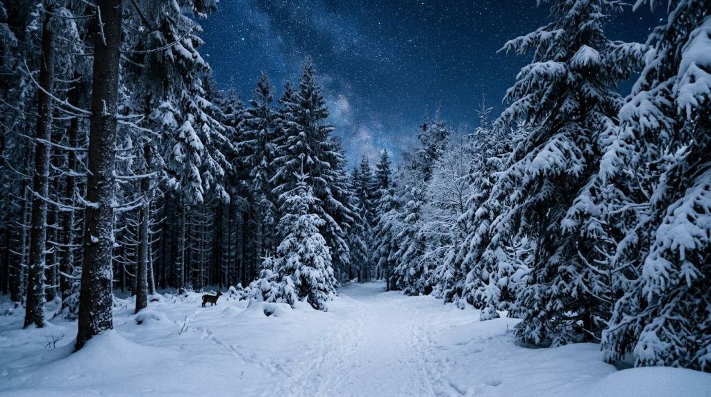 Winterwald - auf der Lichtung ein Reh